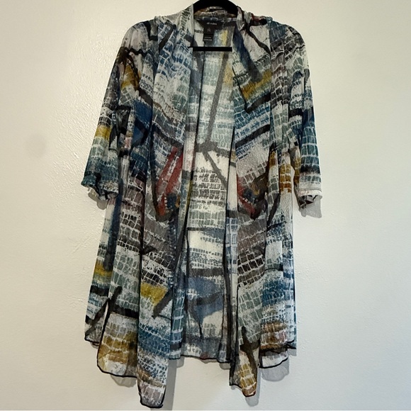 Ali Miles Colorful Abstract Light Open Kimono. Sz L. - Picture 1 of 9